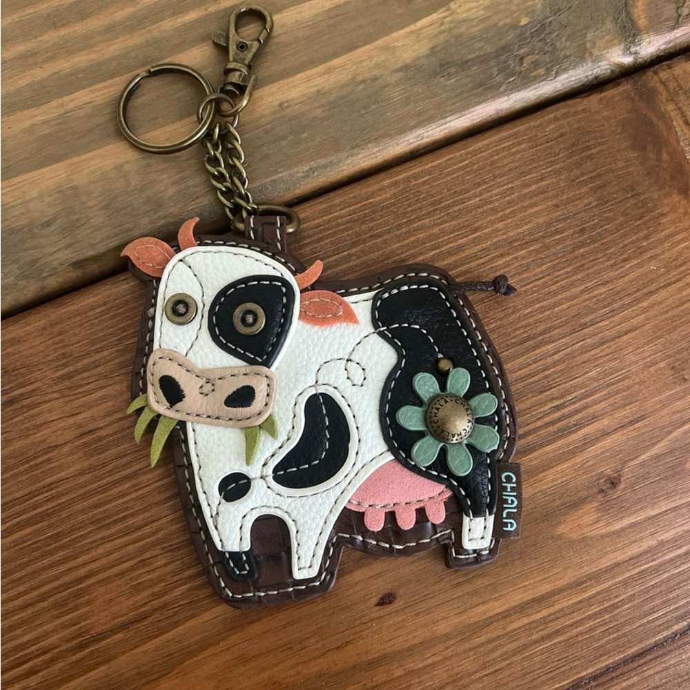 Chala Cow Keychain with Floral Detail